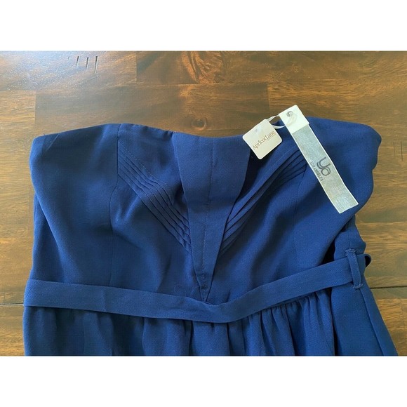 NEW W/TAGS Apricot Lane Ya Los Angeles Blue Chiffon Strapless Mini Tie Dress L - Picture 5 of 12